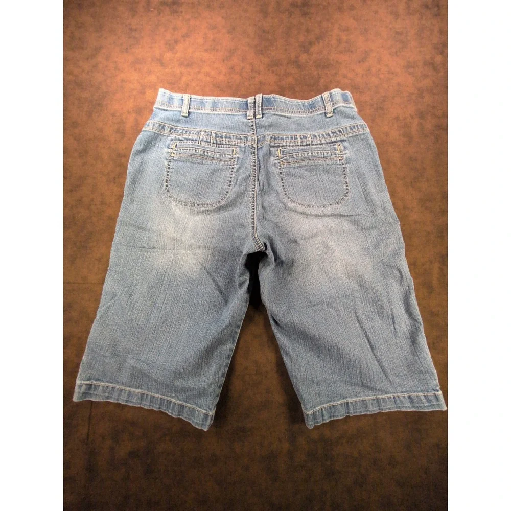 Gloria Vanderbilt Womens Flex Waist Medium Wash Slit Leg Bermuda Capri Shorts 12